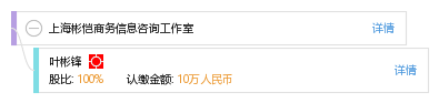 投资人 企业架构图 股权结构图 叶 叶彬锋 他有1家公司,分布如下 上海