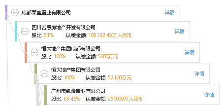 股权结构图 杨 杨珩 他有86家公司,分布如下 四川(共81家) 恒大地产